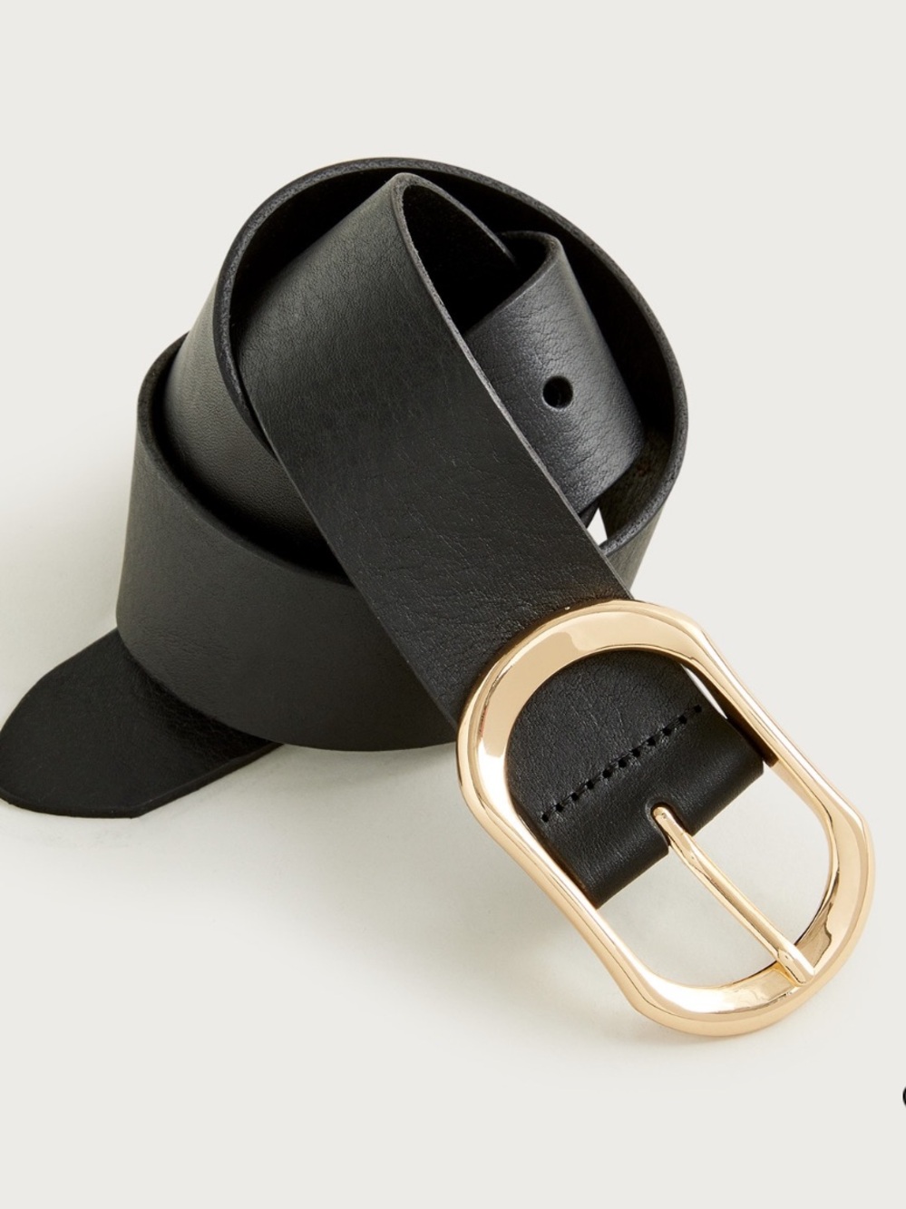 J. Crew Oval Buckle Leather Belt with Gold Hardware